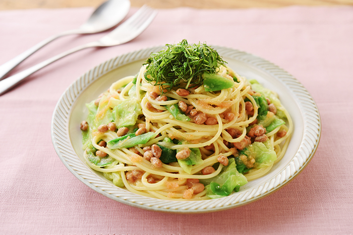 舟納豆とふくやの明太子パスタ