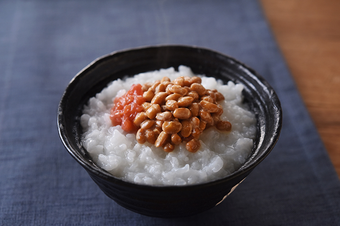 梅肉と納豆のお粥