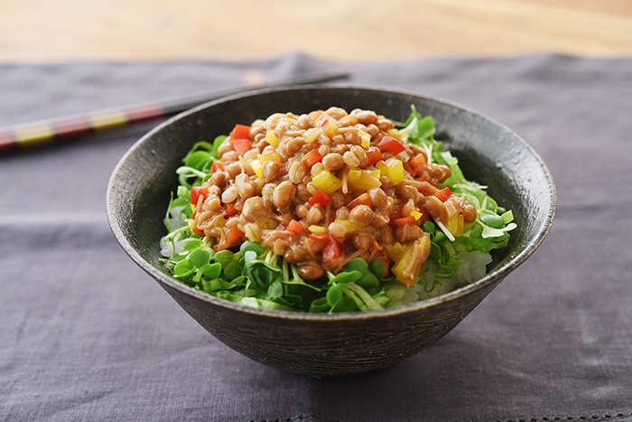 すぐできる納豆となめ茸丼
